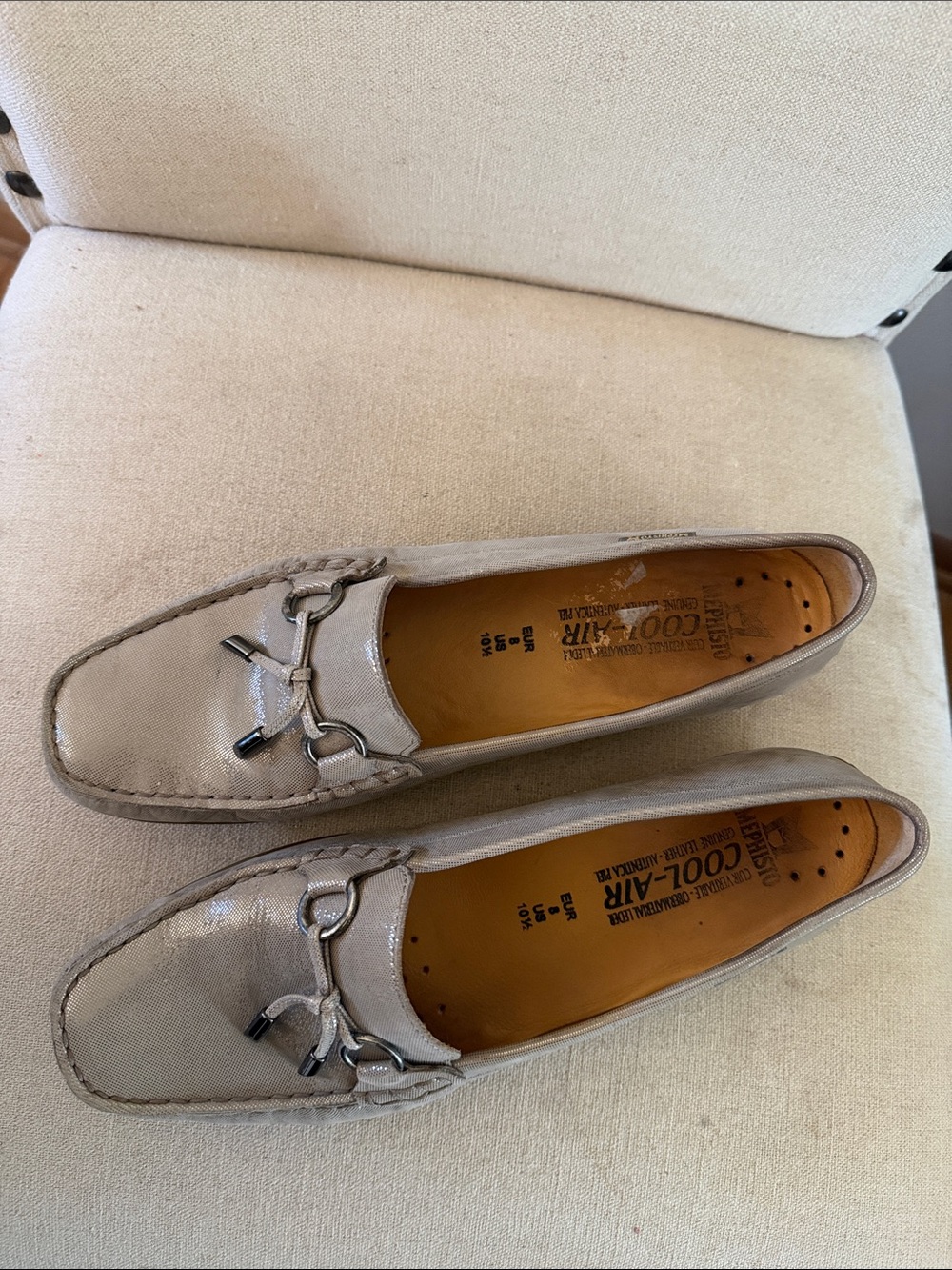 Mephisto Women's Cool Air Metallic Tassel Loafers Gray Taupe Size 10.5 - Picture 4 of 10